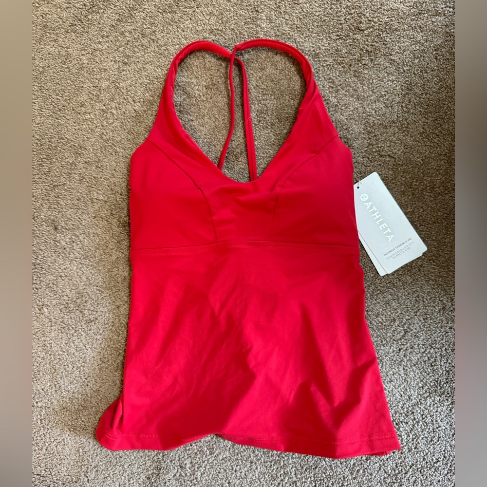 Athleta Triangle Tankini Top D-DD Swim RED Quick Dry Beach Travel NWT Size XS